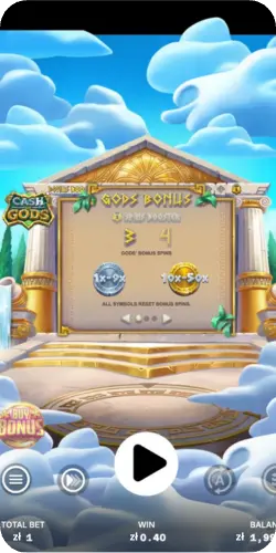 Cash of Gods demo – wynik spin i suma wygranej