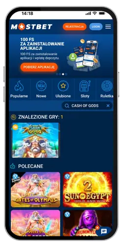 Wyszukiwanie gry Cash of Gods slot w menu kasyna online